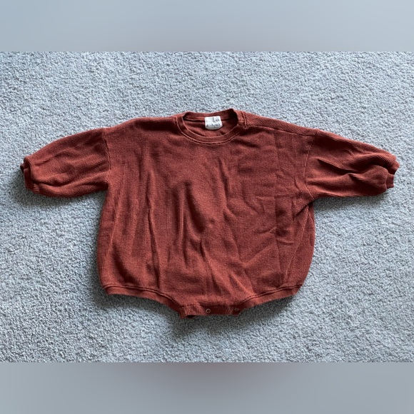 Junie Grey Toddler Waffle Oversized Romper - Picture 1 of 5